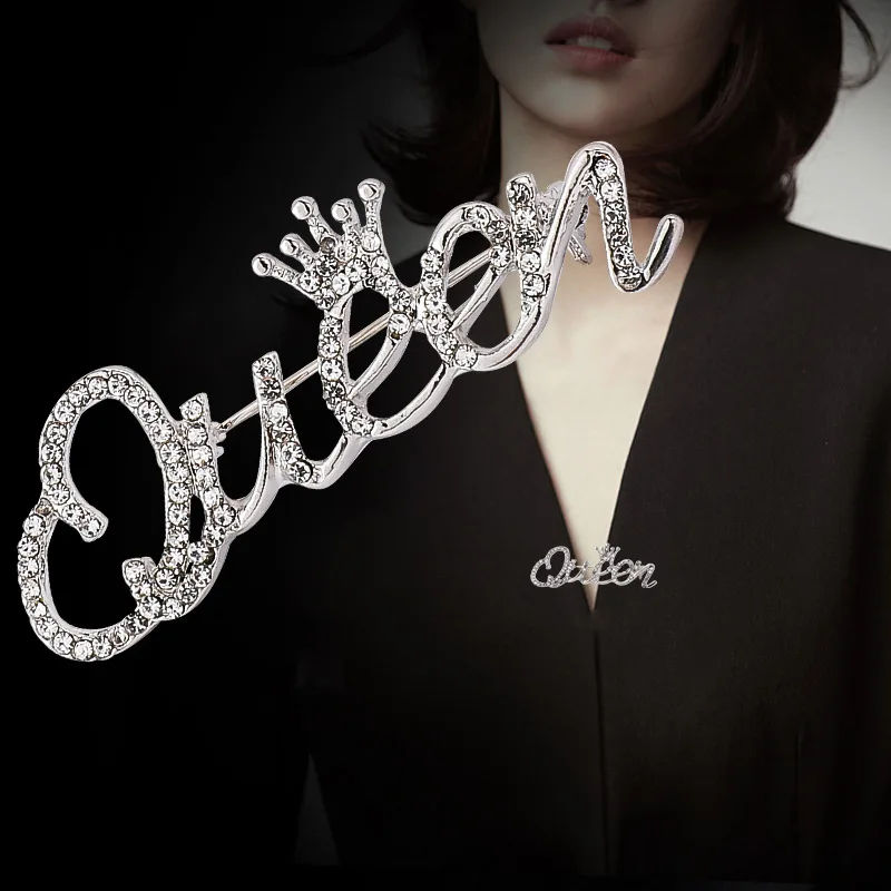 Fashion Berlian Imitasi Ratu Bros untuk Wanita Mahkota Huruf Pesta Perjamuan Kantor Bros Pin Perhiasan Hadiah - 1
