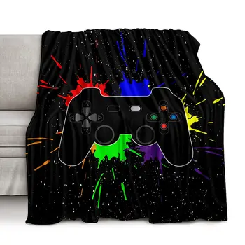 Flanel Gamepad Selimut Berbulu Selimut untuk Anak-anak Gamer Plush Seprai Super Lembut Bulu Tidur Siang Selendang Rumah Sofa Bed Cover