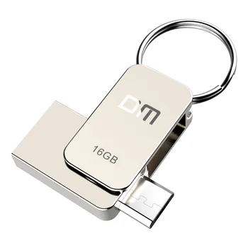 Flash Drive USB DM PD020, Flashdisk OTG Logam 16GB Stik Memori USB Kecepatan Tinggi Drive Pena 32GB Kapasitas Nyata Disk U Flash USB 64GB