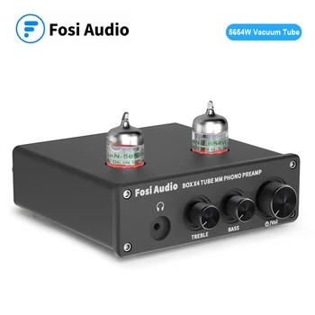 Fosi Audio Hi Fi Phono Preamp KOTAK X4 Preamplifier Fonograf Meja Putar dengan Amplifier Tabung Vakum 5654W