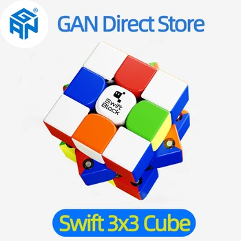 Gan Swift Blok 3X3 Kubus Kubus Kecepatan Magnetik Tanpa Stiker Swift 355S 3X3 Kubus Ajaib Profesional Mainan Magnetik Gan untuk Anak-anak