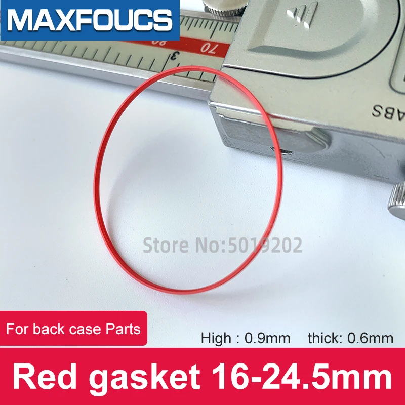 Gasket merah O Ring 16-24. 5 mm dia 0.9 mm Tinggi Gasket Plastik tebal 0.6 mm untuk Suku Cadang casing belakang Untuk merek TISSOT - 0