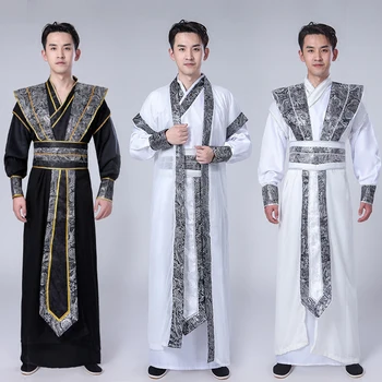 Gaun Hanfu Dinasti Tangsuit untuk Pria Pakaian Tradisional Cina Asia Kostum Tari Pakaian Festival Cosplay Kuno Nasional