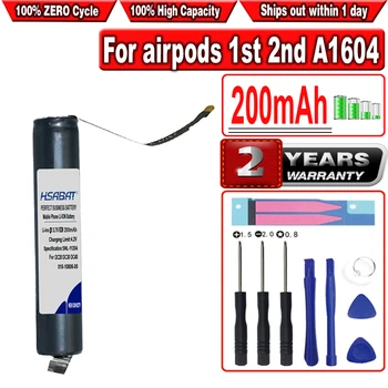 HSABAT 2 buah/lot Baterai GOKY93mWhA1604 200mAh untuk airpods 1st 2nd A1604 A1523 A1722 A2032 A2031 untuk pod udara 1 untuk pod udara 2