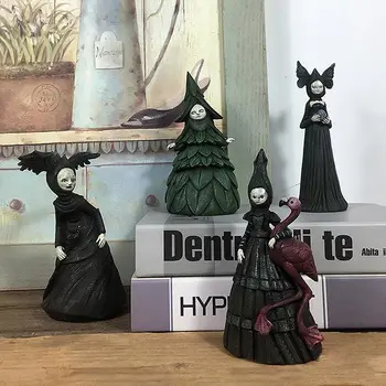 Halloween Witch Figurine Patung Resin Patung Penyihir Menyeramkan Dekorasi Taman untuk Halaman Teras Halaman Rumput Ornamen Rumah