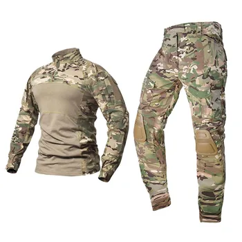 Han WILD Tactical Combat Suit Lengan Panjang Seragam Militer Luar Ruangan Pakaian Tentara Kemeja Multicam Celana Memancing Berburu Kamuflase
