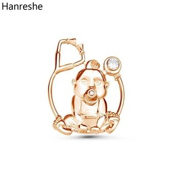 Hanreshe Medis Obstetri Bayi Stetoskop Bros Pin Lucu Halus Kerah Ransel Lencana Perhiasan Hadiah untuk Wanita Perawat atau Ibu