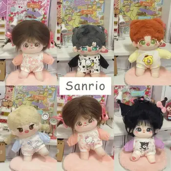 Hellokitty Sanrio Kawali Kuromi Mymelody Cinnamoroll Pochacco Pompompurin Pakaian Boneka Katun 20Cm Hadiah Boneka Mainan Anime untuk Anak-anak