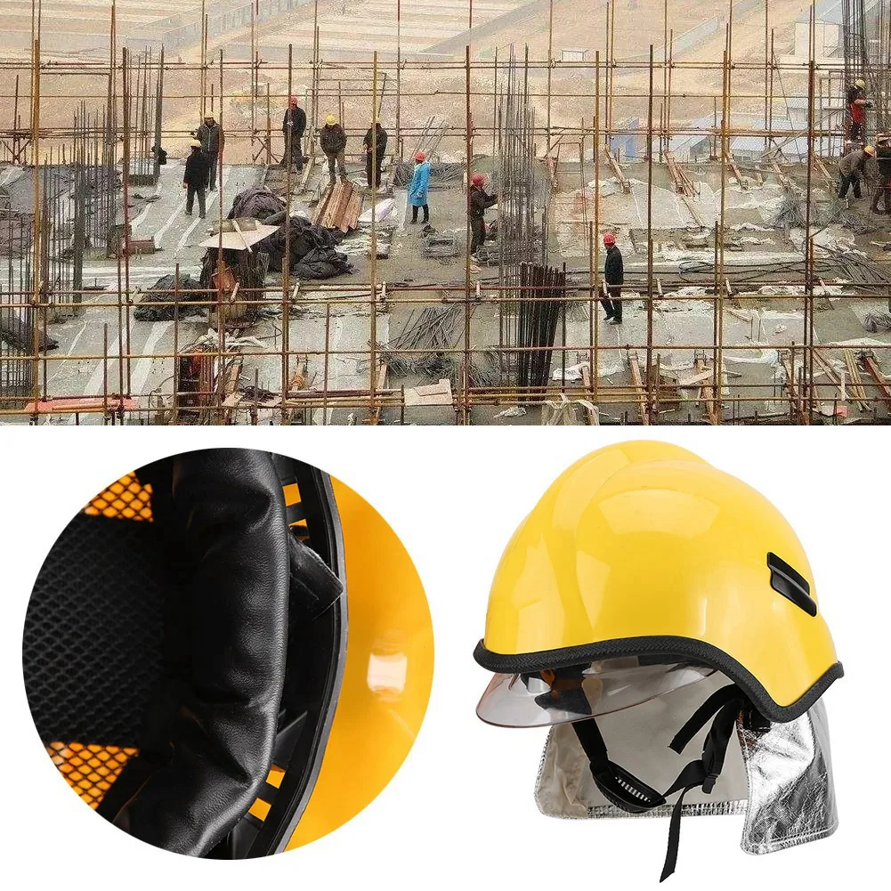 Helm Pemadam Warna Kuning Pelindung Helm Safety Pemadam Kebakaran Tahan Api Anti Korosi Radiasi Tahan Panas Polycarbonate - 5