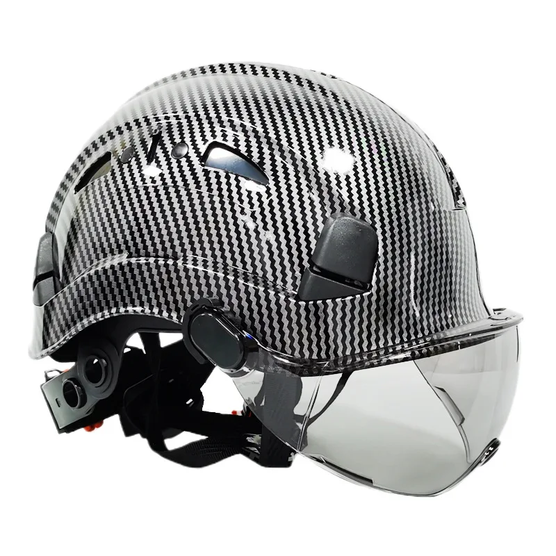 Helm Pengaman dengan Kacamata ABS Topi Kerja Konstruksi Topi Keras Pelindung untuk Mendaki Berkendara Di Luar Ruangan Helm Penyelamat Pekerjaancr08x - 0