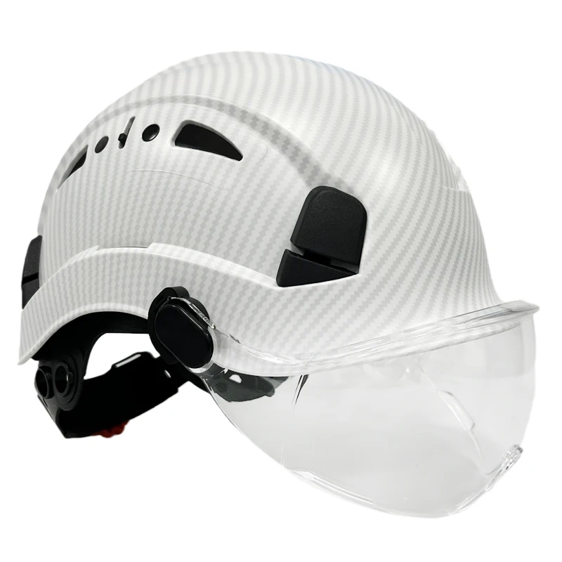 Helm Pengaman dengan Kacamata ABS Topi Kerja Konstruksi Topi Keras Pelindung untuk Mendaki Berkendara Di Luar Ruangan Helm Penyelamat Pekerjaancr08x - 5