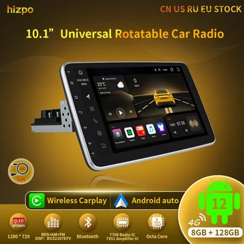 Hizpo Pemutar Radio Multimidia Video Stereo Mobil Android 12 10.1 Inci Universal Radio Otomatis GPS Wifi Layar Sentuh Putar 8G 128G