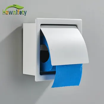 Hownifety Tempat Kertas Toilet Putih Sekrup Baja Tahan Karat Kotak Kertas Gulung Kamar Mandi Dinding Penahan Warna Krom Hitam Besar