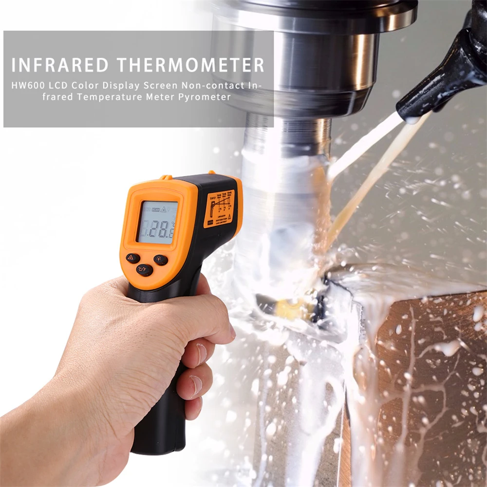 HW600 Termometer Inframerah Digital Phrometer Suhu Non Kontak Industri Pengukur Suhu Laser IR Layar LCD -50°C~600° - 3