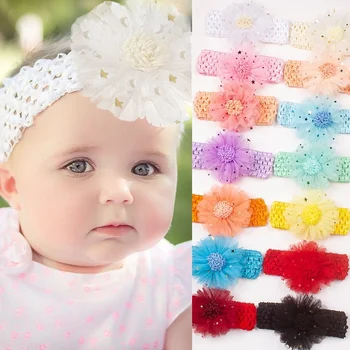 Ikat Kepala Bayi Perempuan Bunga Besar Ikat Rambut Elastis Bayi Ikat Kepala Balita Hiasan Kepala Putri untuk Anak-anak Ikat Kepala Bayi Perempuan Mode