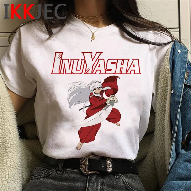 inuyasha sesshoumaru higurashi Kagome Kaus Putih Pria Kaus Pasangan Grunge Cetak Kaus Vintage - 2