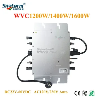 Inverter Pengikat Jaringan Tenaga Surya 1200W-1600W Input Inverter Gelombang Sinus Murni Mikro DC22V-60V ke AC110V230V Inverter Surya Wi-Fi Bawaan