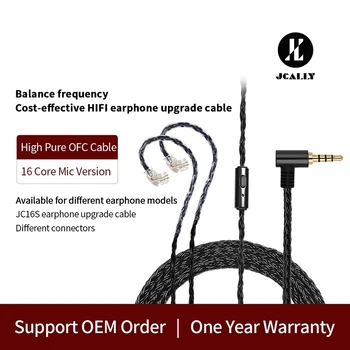 JCALLY JC16S 16 Inti Kabel Peningkatan OFC Earphone HIFI dengan Kabel Mikrofon PIN QDC 0.78 MMCX untuk EDX ZS10 PRO C12 VX V90 T3 PLUS