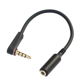Jack 3.5 mm Kabel Audio Stereo Ekstensi Pria ke Wanita 15cm Warna Hitam Bersudut 90 Derajat