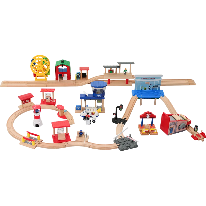 Jalur Kereta Kayu Aksesori Ekspansi Pemandangan Universal Cocok untuk Set Jalur Kereta Api Kayu Merek Mainan Edukasi Anak-anak - 1