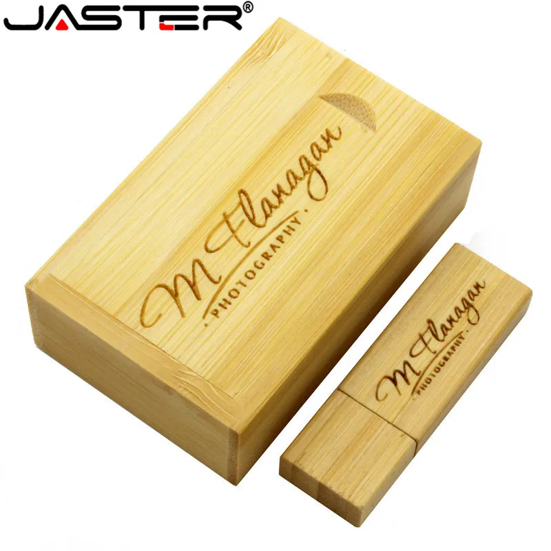 JASTER USB 2.0 Flashdisk Kotak Kayu Flash Drive 16GB 128GB 64GB 32GB 8GB 4GB Memori Kecepatan Cepat Stik Mikro 1 Buah Logo Gratis - 3
