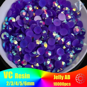 Jelly AB Ungu Resin Berlian Imitasi Massal Kerajinan Permata untuk Seni Kuku Fuchsia Kristal Akrilik Non Hotfix Grosir 2/3/4/5 / 6mm
