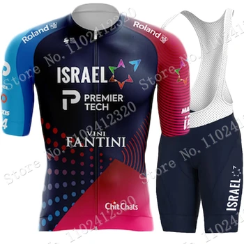 Jersey Bersepeda 2023 Set Tim Bangsa Pemula Israel Pakaian Lengan Pendek Setelan Kemeja Sepeda Jalan Celana Pendek Bib Sepeda MTB Maillot