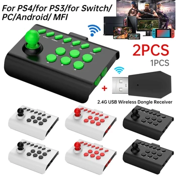 Joystick Permainan Berkabel Konsol Arcade Retro Pengontrol Pertempuran Bluetooth Rocker Joystick Permainan 2.4 G untuk Nintendo Switch / PS4 / PS3
