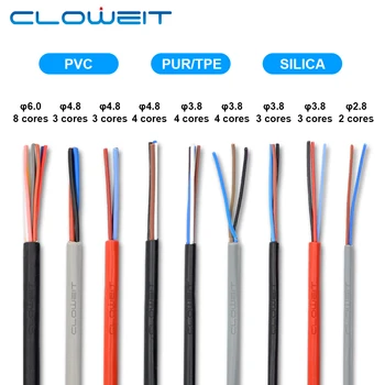 Kabel Kawat PUR Lembut / Silikon / PVC Tahan Suhu Tinggi Tembaga 2 3 4 5 6 7 8 Multi Inti Sensor / Konektor Ekstra Fleksibel