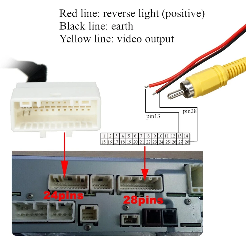 Kabel Konektor Adaptor Kamera Mobil 24 Pin Kamera Mundur ke Kabel Head Unit GPS untuk Toyota Kluger RAV4 - 2