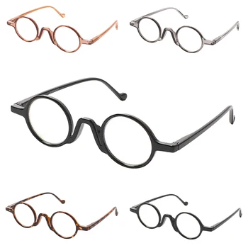 Kacamata Baca Bulat Retro Pemblokir Cahaya Biru Pembaca Nyaman Kecil Mini untuk Wanita Pria