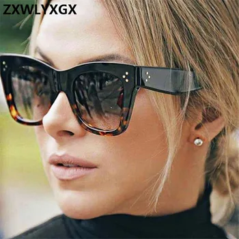 Kacamata Hitam Persegi Panjang Mewah Kacamata hitam wanita merek desain retro warna-warni Transparan fashion Kacamata Matahari mata kucing Kacamata Wanita UV400