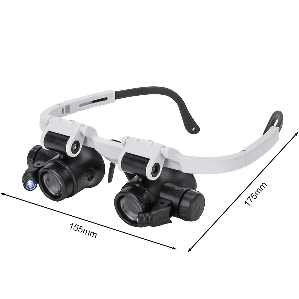 Kacamata Pembesar Teleskopik Loupes dengan 2 Lampu LED Kacamata Pembesar Observasi Lensa 8X/15X/23X Portabel untuk Perbaikan Jam Tangan - 1