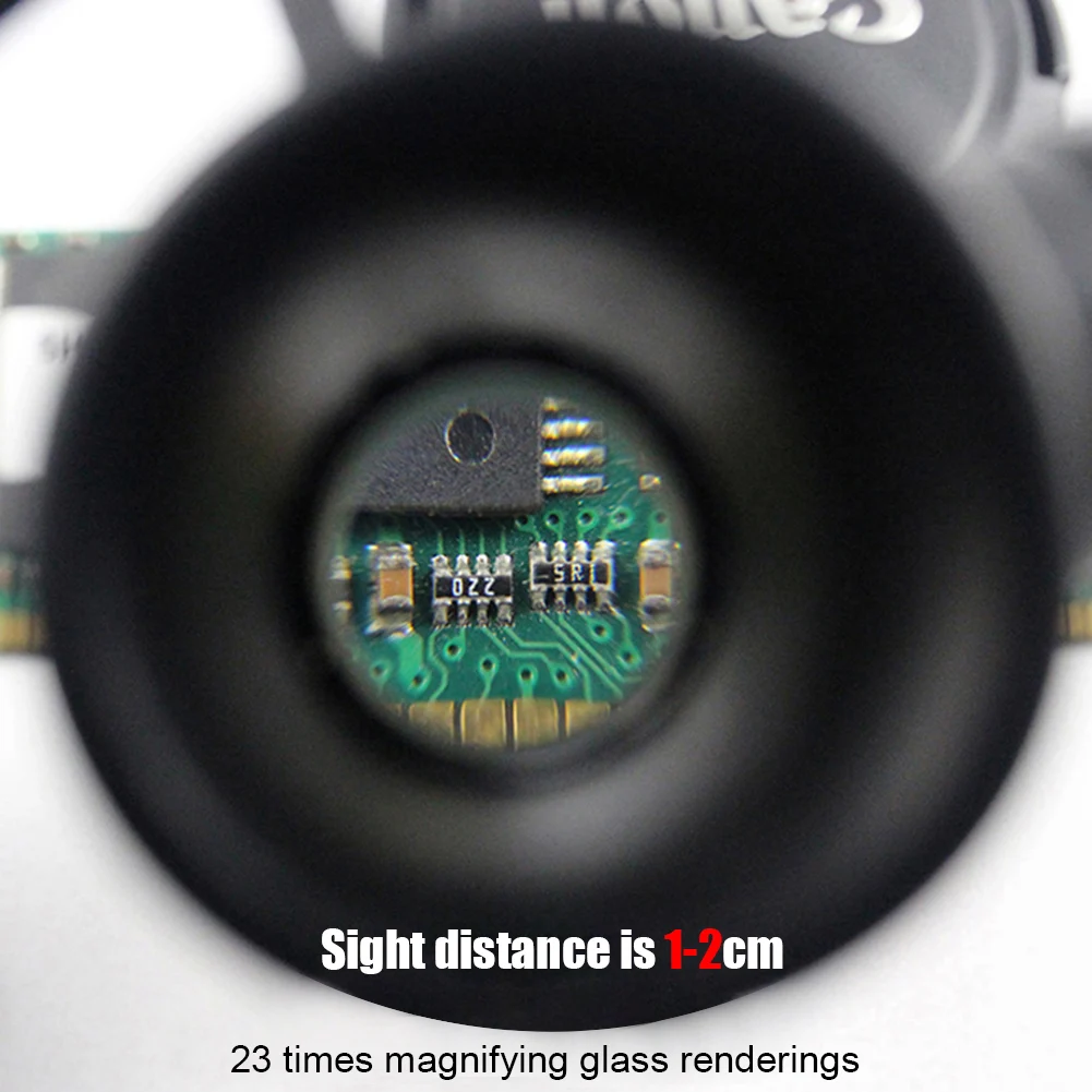 Kacamata Pembesar Teleskopik Loupes dengan 2 Lampu LED Kacamata Pembesar Observasi Lensa 8X/15X/23X Portabel untuk Perbaikan Jam Tangan - 3