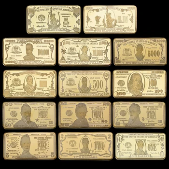 Kami memiliki lebih banyak USD Amerika Seratus Dolar 1 2 5 10 20 50 100 500 1000 Emas Batangan Batangan Logam Emas 24K untuk Koleksi dan Hadiah