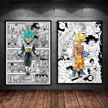 Kanvas Cetak Dragon Ball Anime Goku Vegeta Kamar Rumah Gambar Dekorasi Hadiah Cetakan dan Cetakan Dekorasi Lukisan Poster