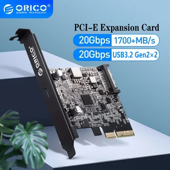 Kartu Ekspansi ORICO Kartu PCI-E Express 20Gbps untuk Kartu Ekspansi Tipe C 2 Port USB 3.2 Gen2 dengan Daya 15pin untuk Windows 8 10