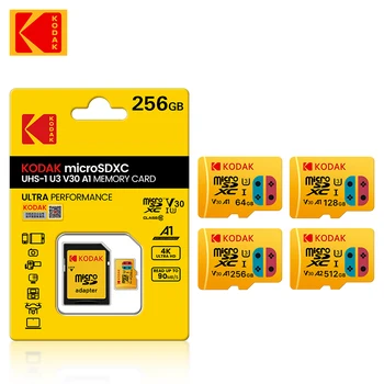 Kartu Memori Kodak Kecepatan Tinggi 32GB A1 Kelas 10 UHS-I 32GB 64GB Kartu Micro SD V30 U3 Kartu TF 512GB untuk Kamera Ponsel Pintar
