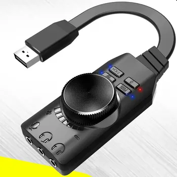 Kartu Suara Permainan Komputer USB Eksternal 7.1 Saluran untuk PUBG Gaming Kartu Audio Eksternal Adaptor USB 3.5 Mm Pasang dan Mainkan PC Laptop
