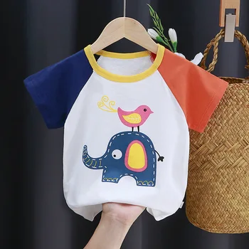 Kaus Anak-anak Katun Lengan Pendek Musim Panas Baru 2023 Anak Laki-laki Fashion Lengan Pendek Anak Perempuan Kartun Bayi