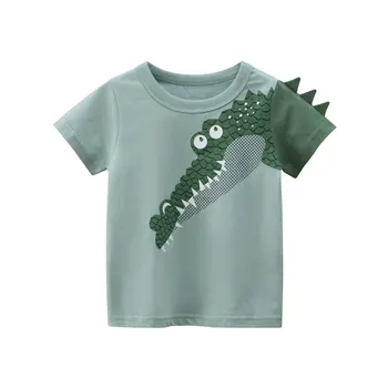 Kaus Kartun Cetak 3D Anak-anak 2023 untuk Anak Laki-laki Kaus Atasan Anak Buaya Cetakan Hewan Musim Panas Anak Laki-laki Pakaian Anak-anak