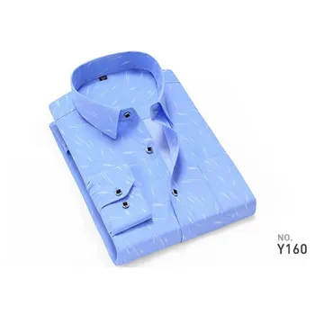 Kemeja Klasik Bisnis Pria Kemeja Cetak Korea Slim Fit Pria Atasan Pria Kotak-kotak Lengan Panjang Pakaian Kemeja B0022
