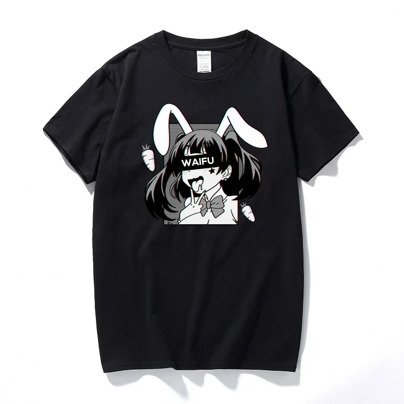 Kemeja Anime Kaos Bahan Waifu Otaku Cabul Jahat Gadis Imut Anime Ahegao Kaos untuk Pria Fashion Streetwear Atasan Kaos Musim Panas - 5
