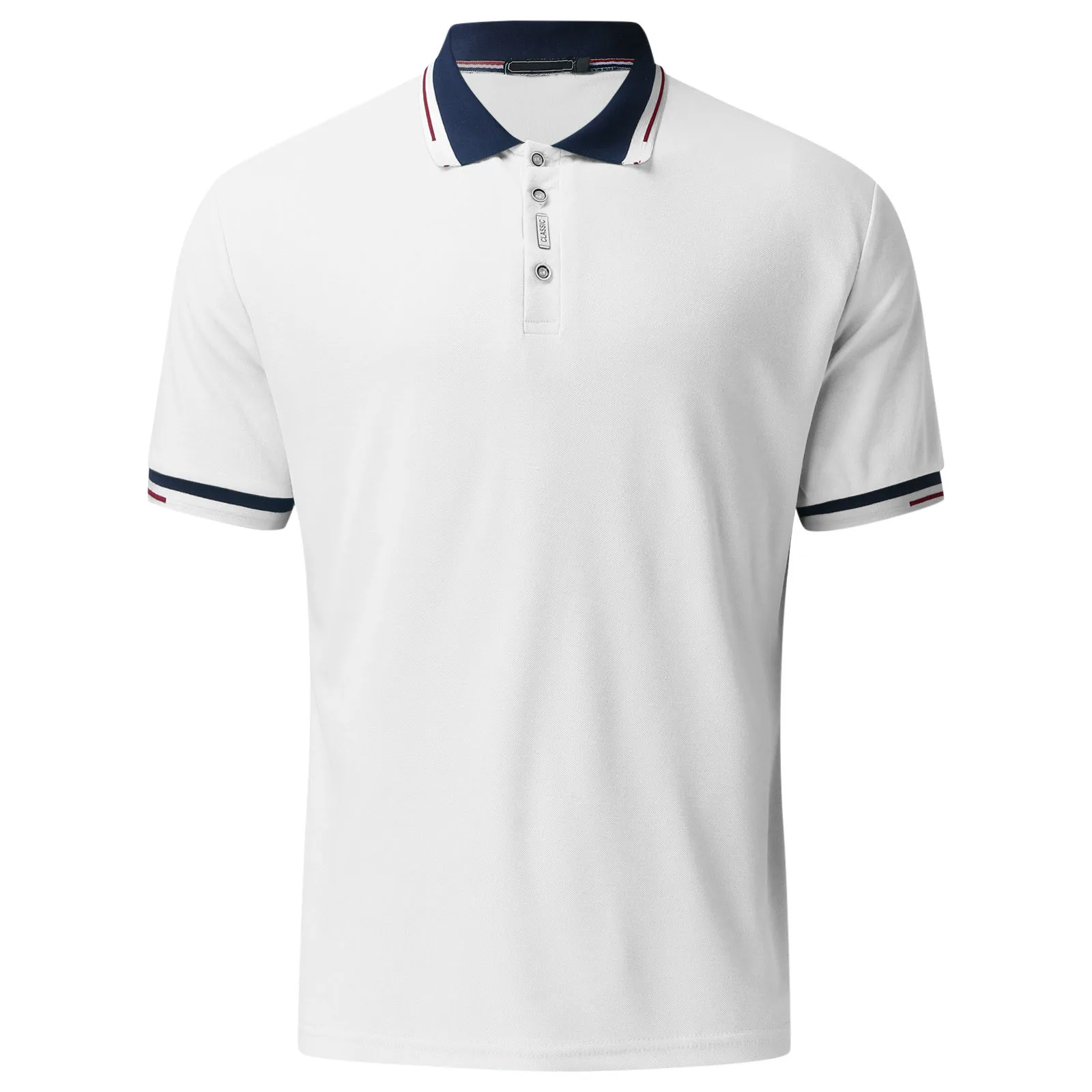 Kemeja Polo Putih Kasual Kemeja Warna Solid T-shirt Fashion Kancing Kaus Chemise Homme Kualitas Tinggi Pakaian Sehari-hari Blusas - 3