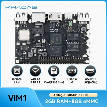 Khadas VIM1 Komputer Papan Tunggal Dasar Amlogic S905X Papan Pengembangan Inti Quad ARM 64bit Cortex-A53 WiFi AP6212 BT4. 2 2+8GB