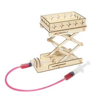 Kit Model Meja Angkat Hidrolik DIY Mainan Percobaan Sains Kayu Elektrik untuk Mainan Rakitan Buatan Tangan Pendidikan Anak-anak