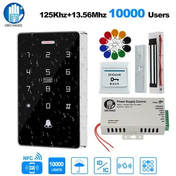 Kit Sistem Kontrol Akses Luar Ruangan Set Keypad RFID Tahan Air 125KHz 13.56 MHz NFC + 180KG Kunci Pemogokan Kunci Magnetik Listrik