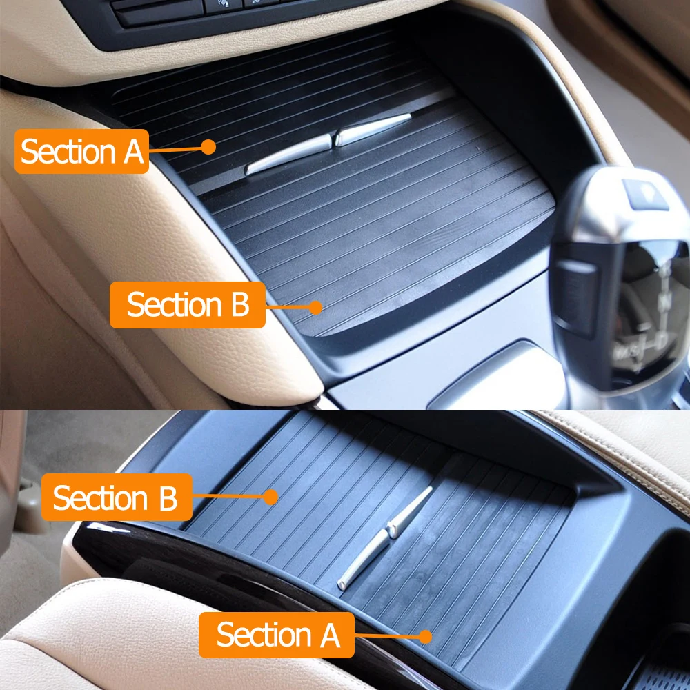 Konsol Tengah Depan Kursi Belakang Interior Tempat Cangkir Air Minum Mobil Penutup Penutup Rana Buta Bergulir untuk BMW X5 X6 E70 E71 E72 - 5