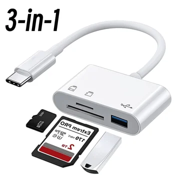 Konverter Hub Multi Port 3 In 1 Adaptor OTG Tipe-c Ke USB C Pembaca Kartu Memori Mikro TF SD untuk Laptop Android Samsung Mi 2023
