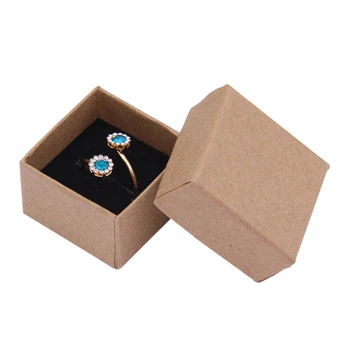Kotak Cincin 4x4x3cm 24 buah Anting Kraft / Kotak Hadiah Liontin Organizer Perhiasan Berkualitas Tinggi Kemasan Kertas Display Spons Hitam